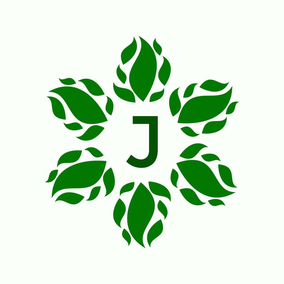 letter j and leaf logo design vector