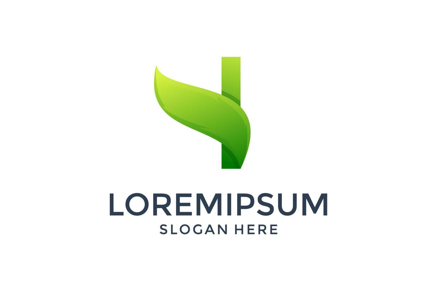 Letter I with Leaf Logo Design Template vector