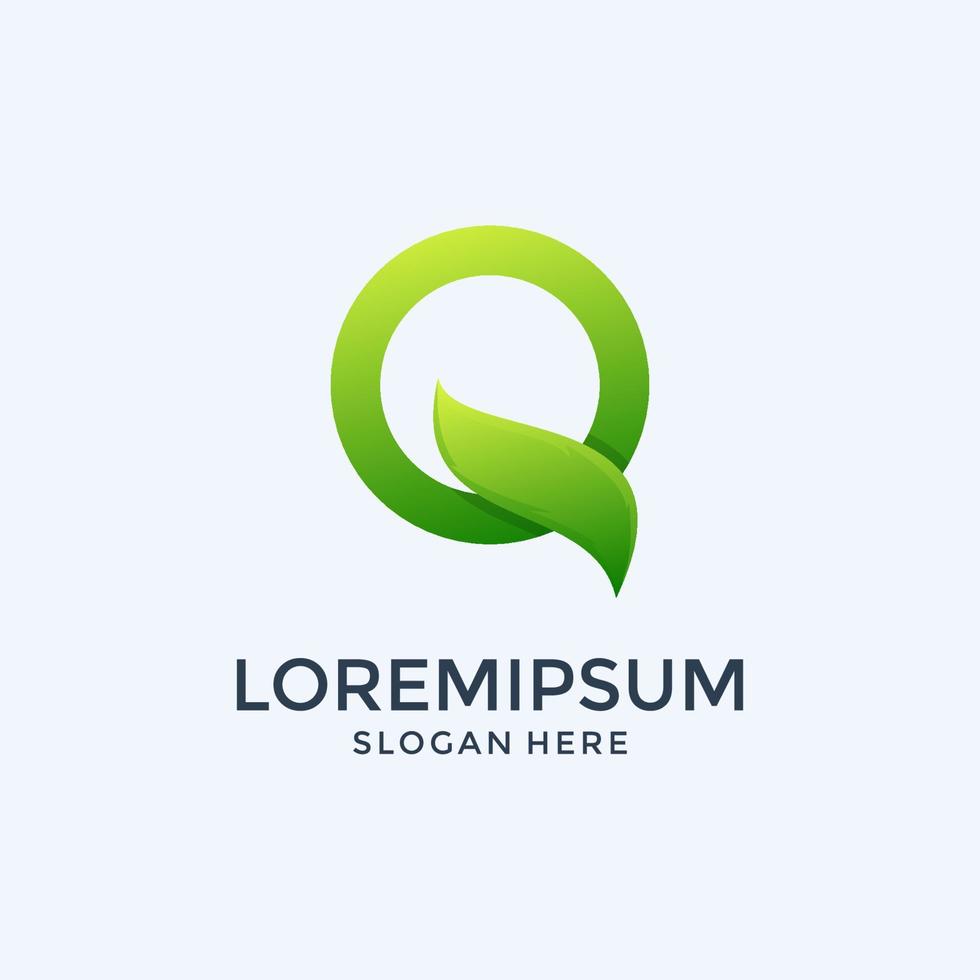 letter q and leaf logo design vector