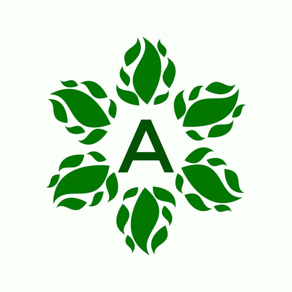 letter a and leaf logo design vector