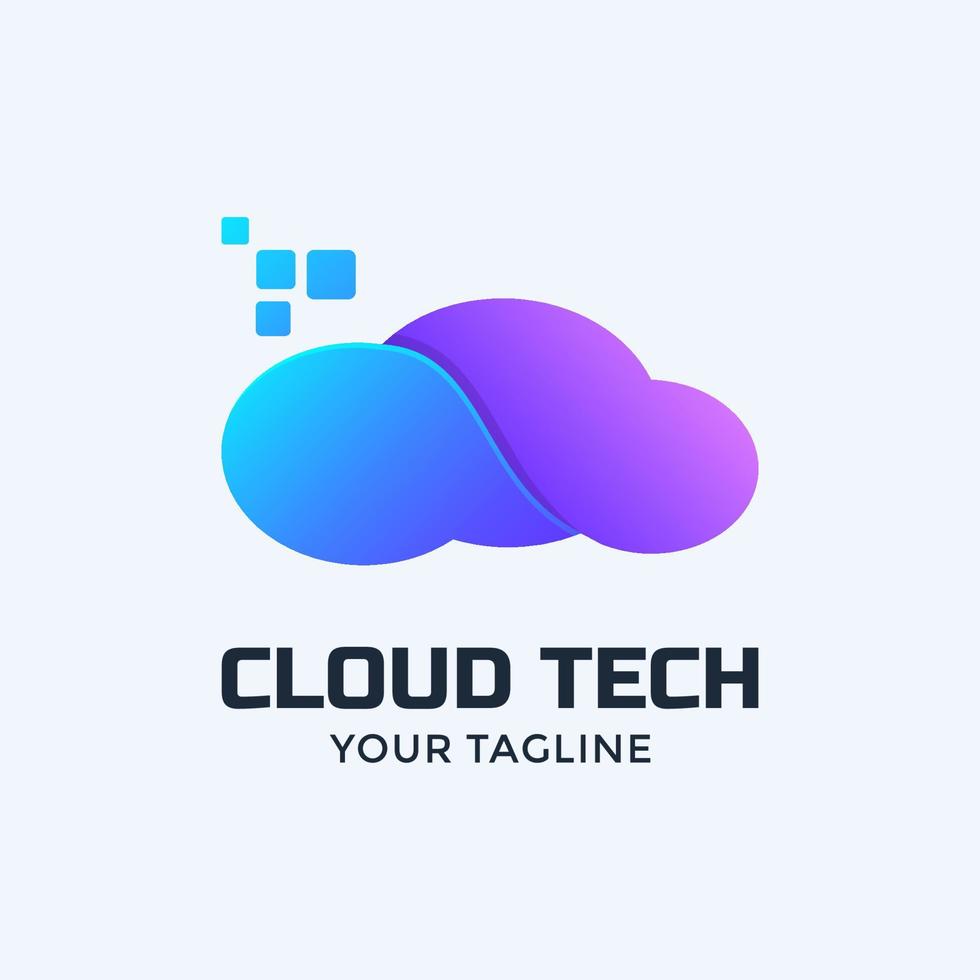 diseño de logotipo de tecnología en la nube vector