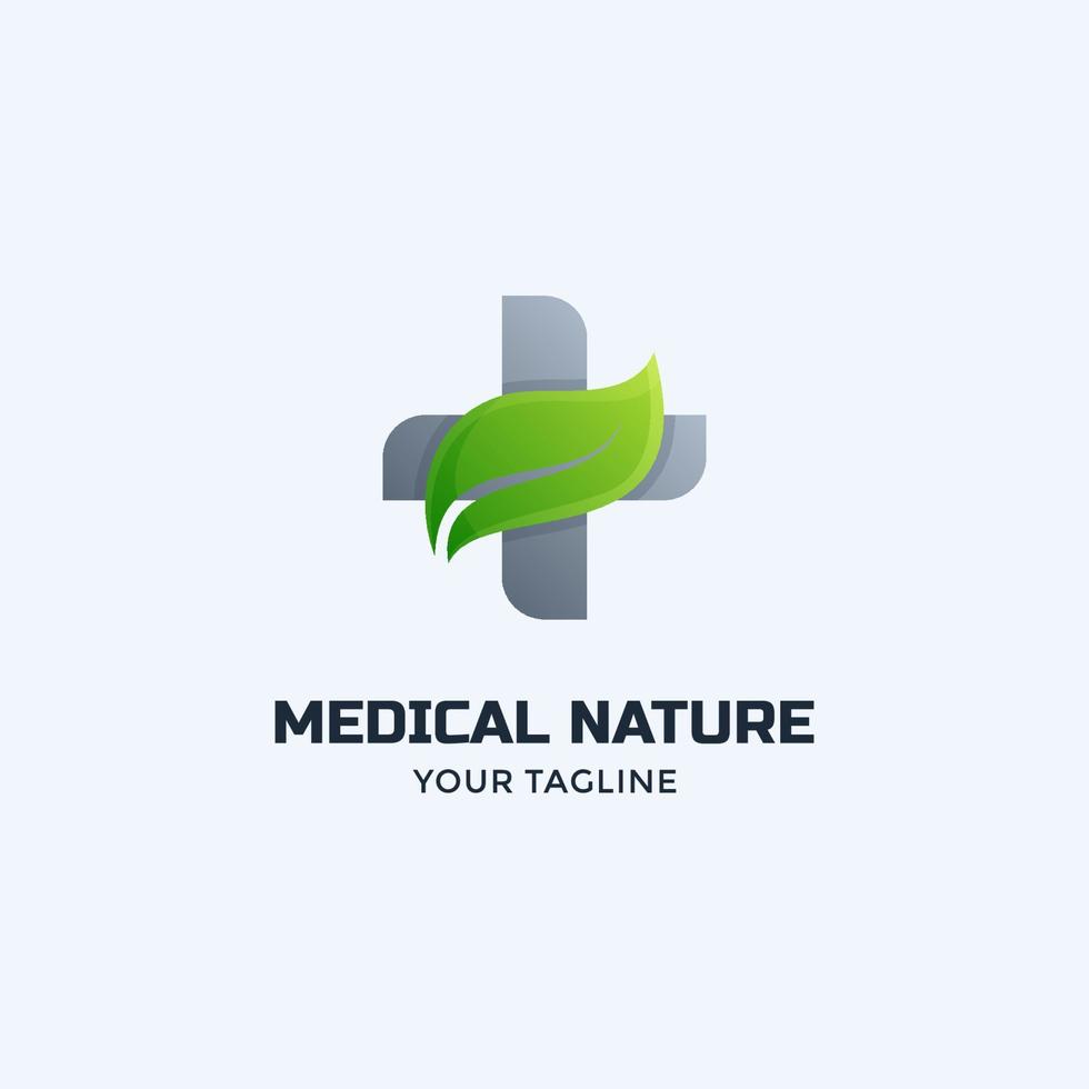 medical and leaf logo design vector