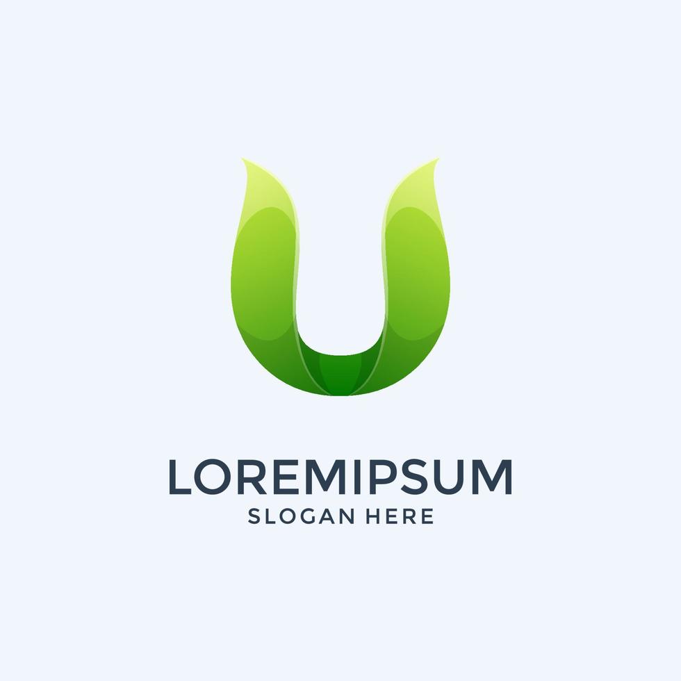 Letter U logo with green logo 14489566 Vector Art at Vecteezy