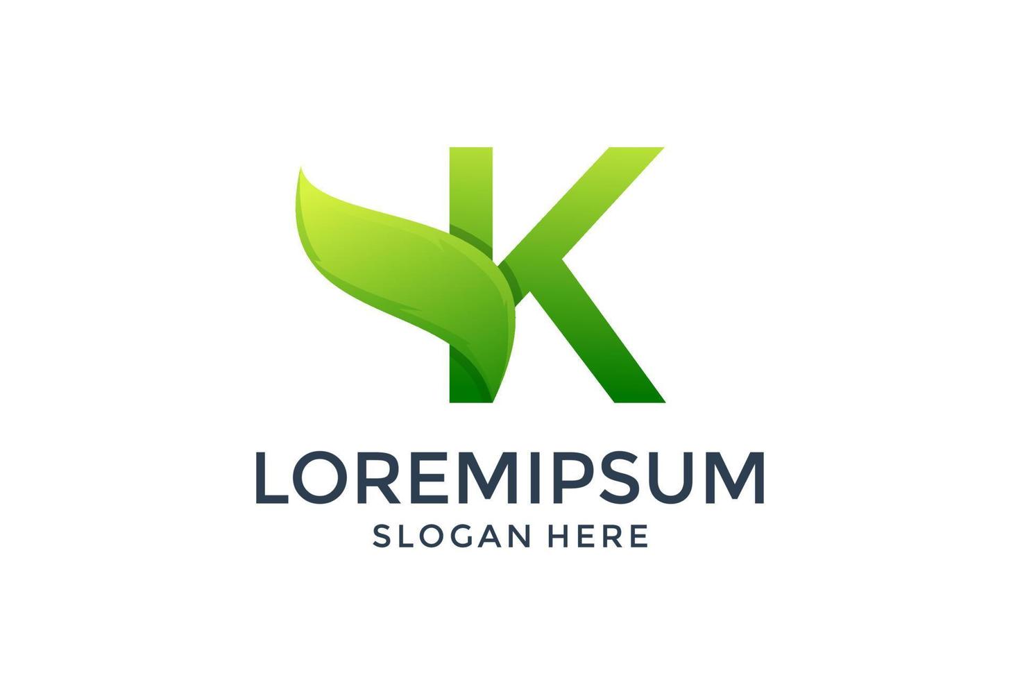 Letter K with Leaf Logo Design Template vector