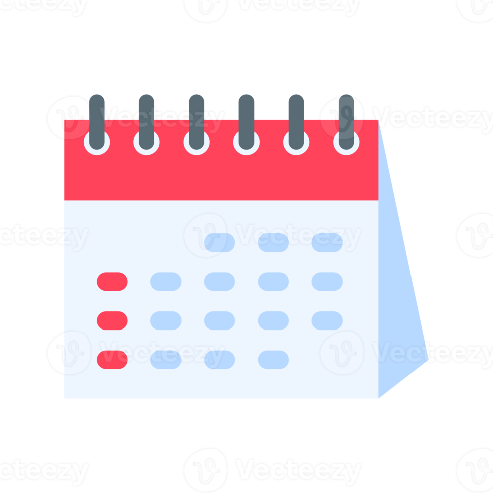 Calendar icon. A red calendar for reminders of appointments and important festivals in the year. png