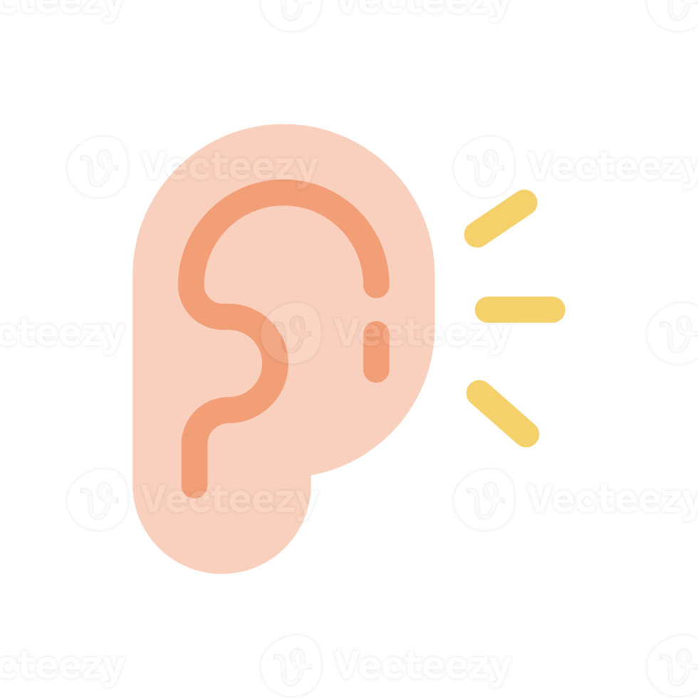 Ear icon. Ear line design The concept of hearing problems Isolated on background png