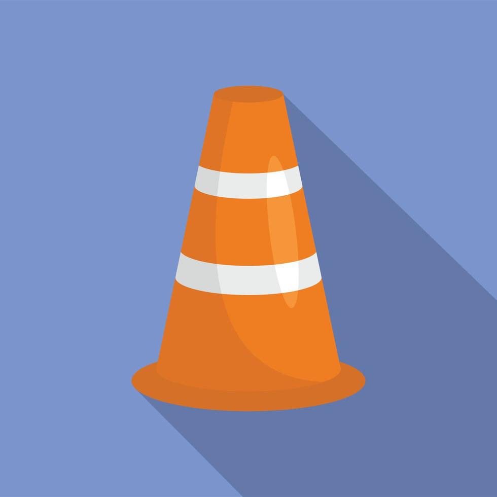 Caution cone icon, flat style vector