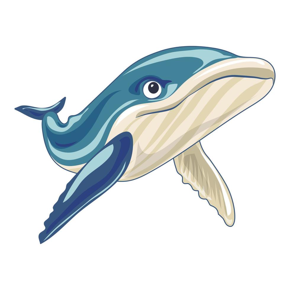Whale icon, cartoon style vector