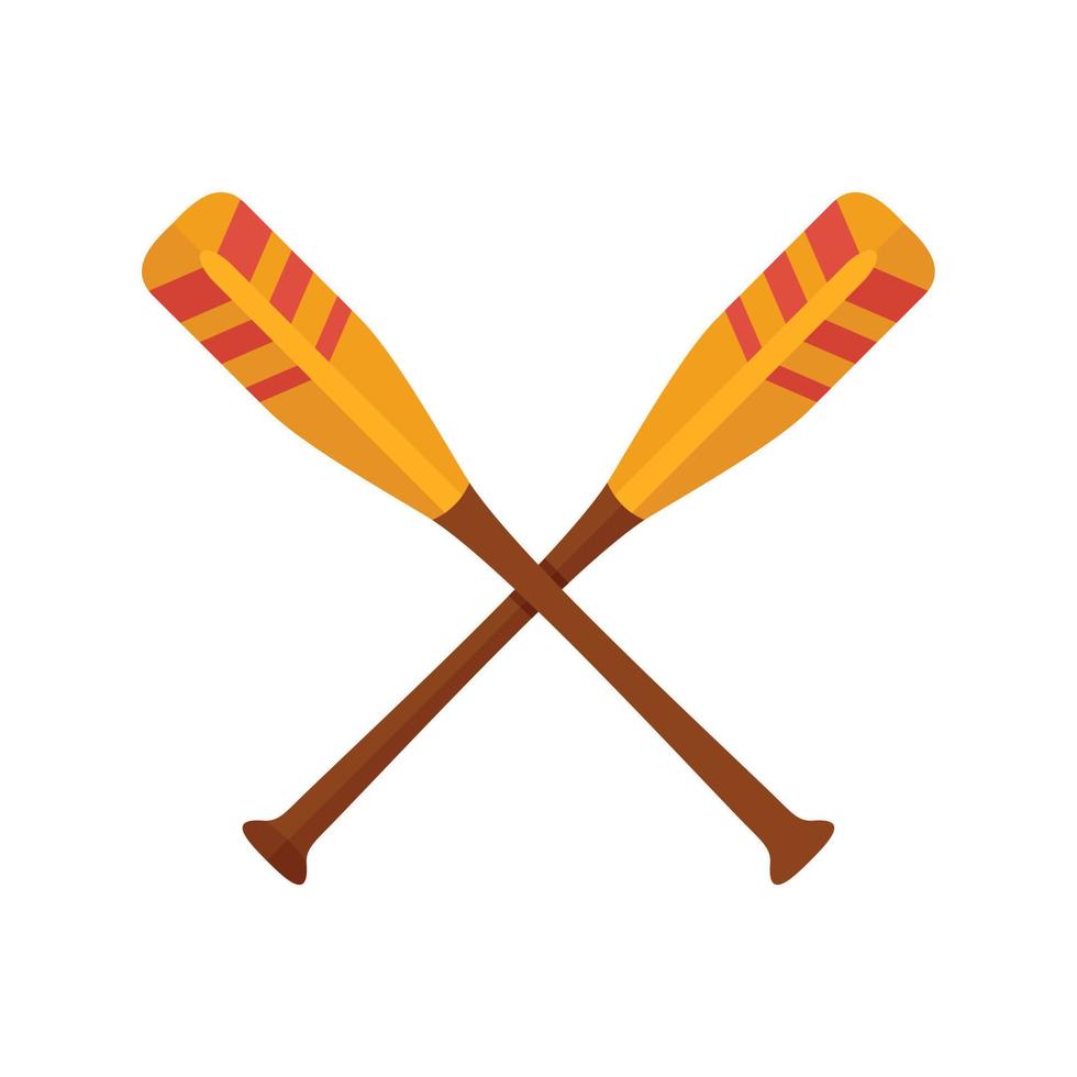 Crossed striped oars icon, flat style vector