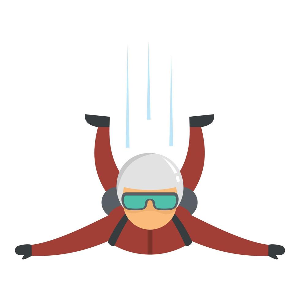 Skydiver fall icon, flat style vector