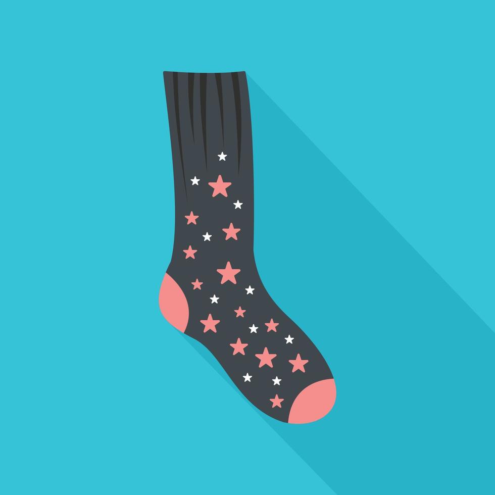 Sock with star icon, flat style vector