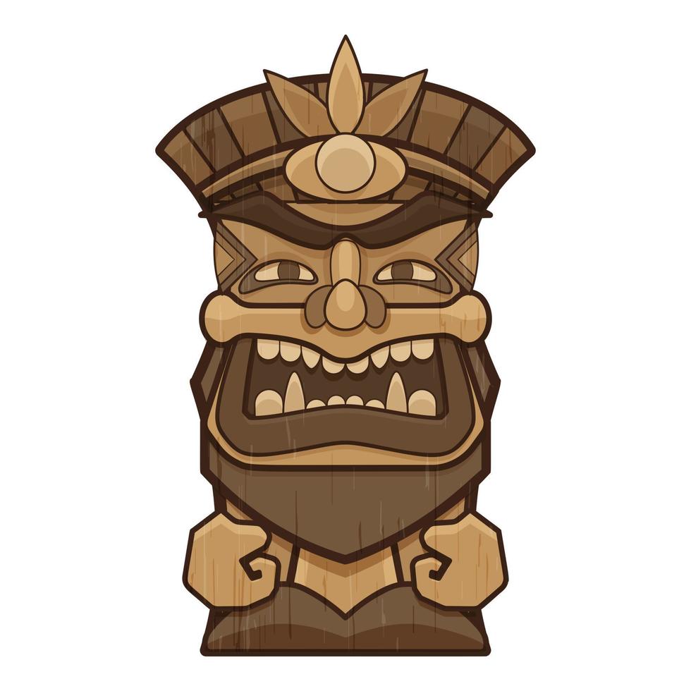 Mask tiki idol icon, cartoon style vector