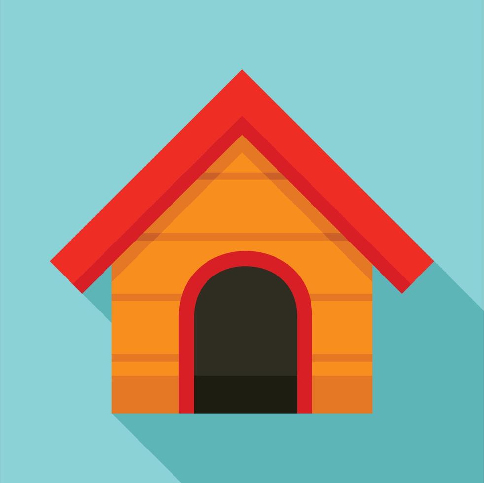 Wood dog house icon, flat style vector