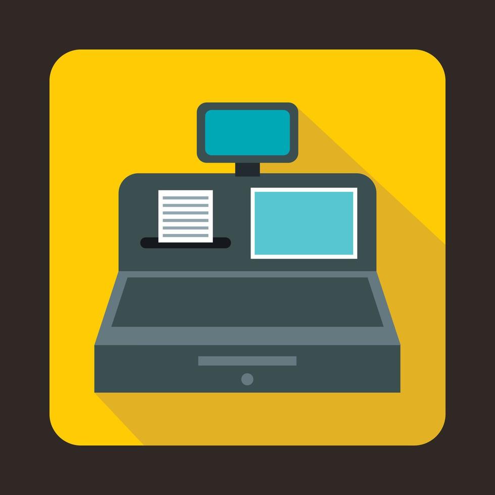 Cash register with cash drawer icon, flat style 14489880 Vector Art at