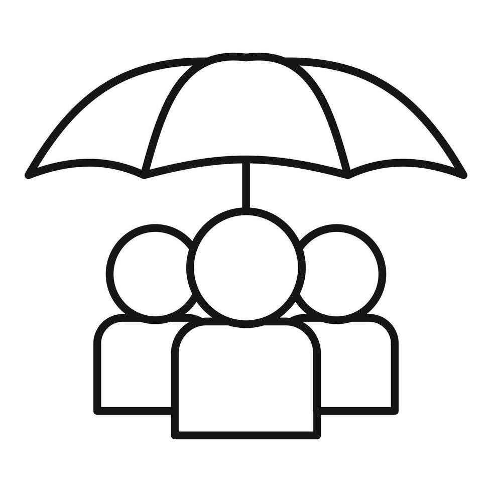 People under umbrella icon, outline style vector