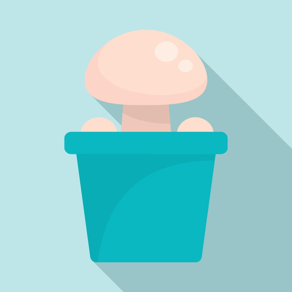 Mushroom pot icon, flat style vector