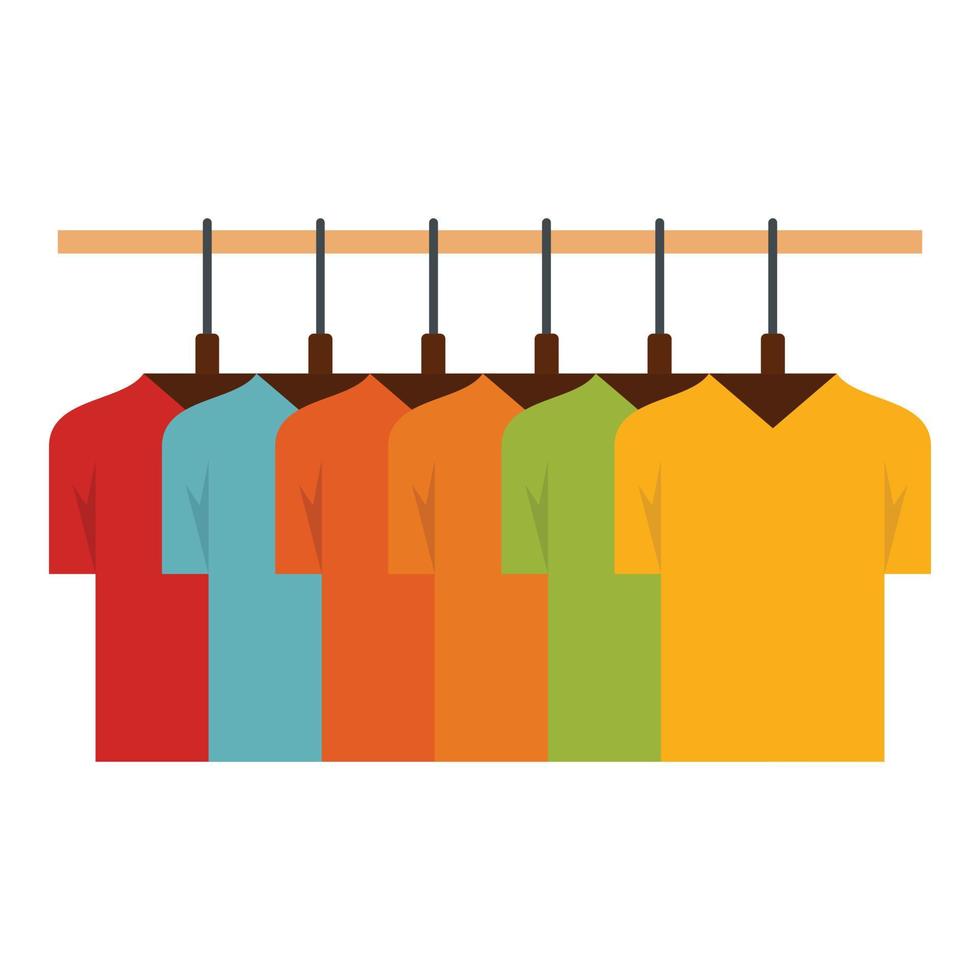 Collection of tshirt on hanger icon, flat style vector