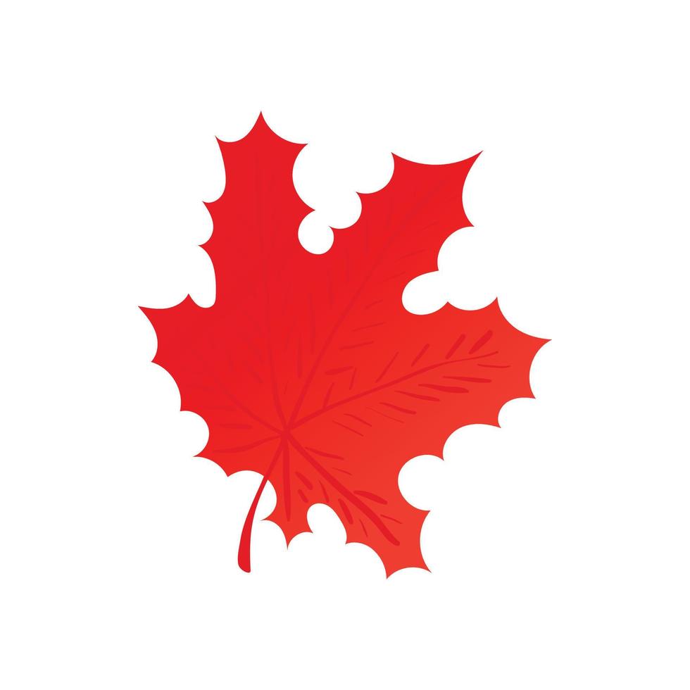 Red maple leaf icon, cartoon style vector