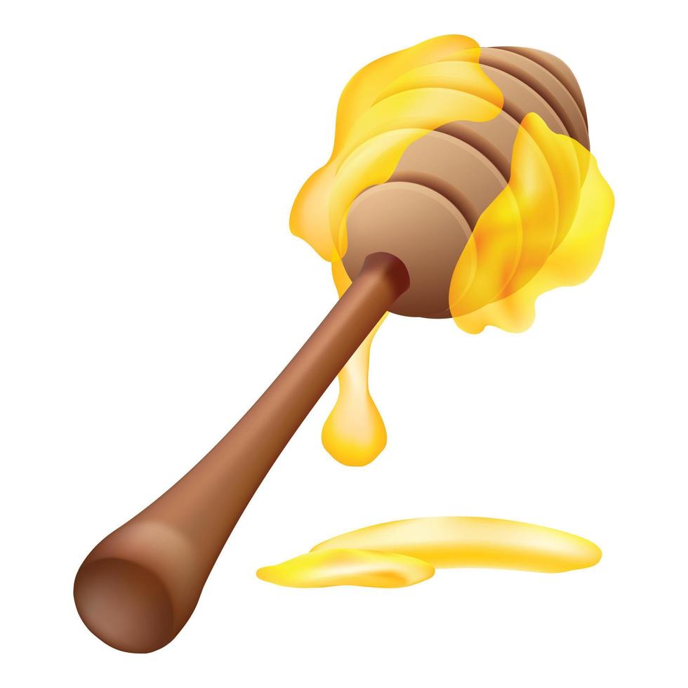 Honey wood spoon icon, cartoon style vector