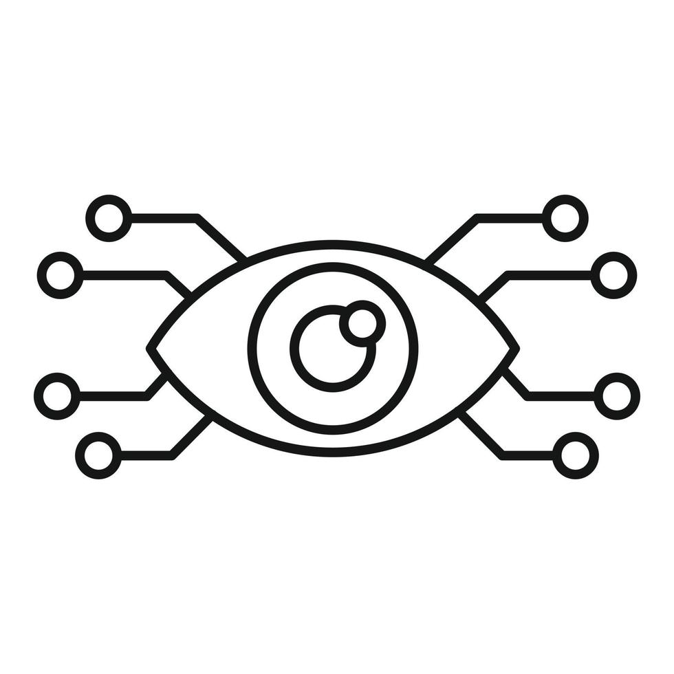 Ai smart eye icon, outline style vector