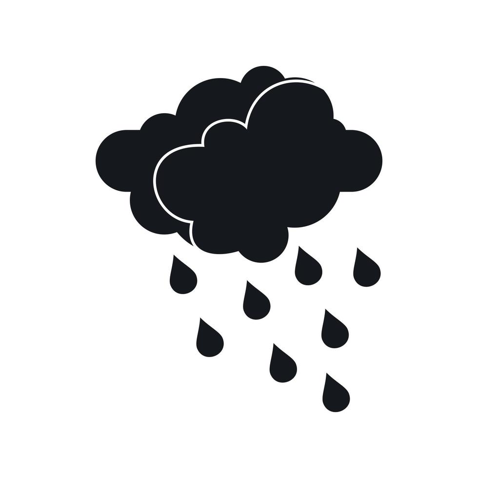 Clouds and water drops icon, simple style vector