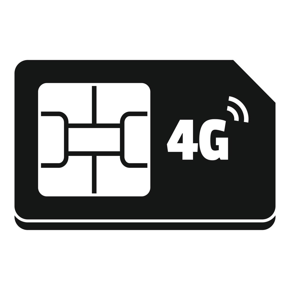 4g sim card icon, simple style vector