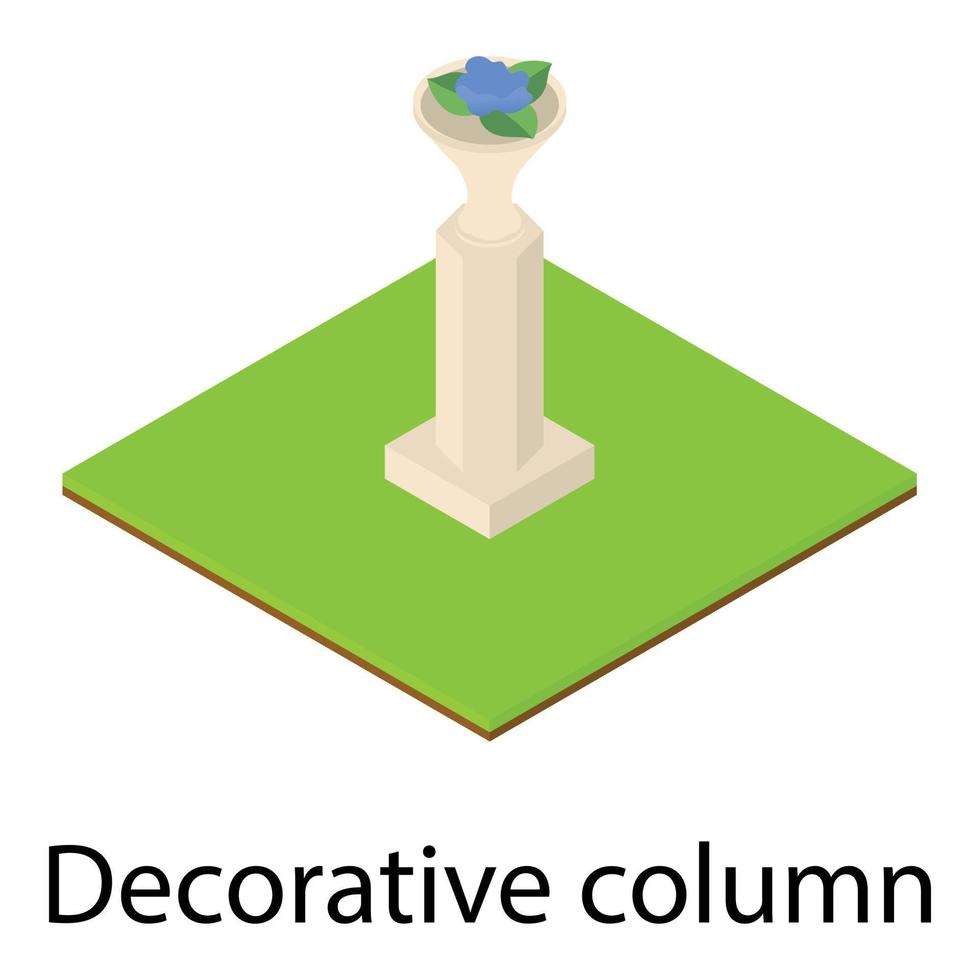 Decorative column icon, isometric style vector