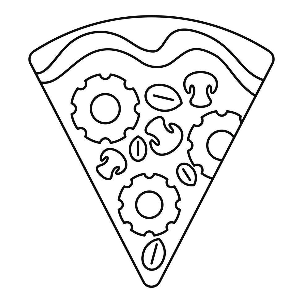 icono de rebanada de pizza de queso, estilo de esquema vector