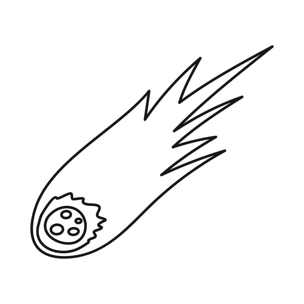 Falling meteor with long tail icon, outline style vector