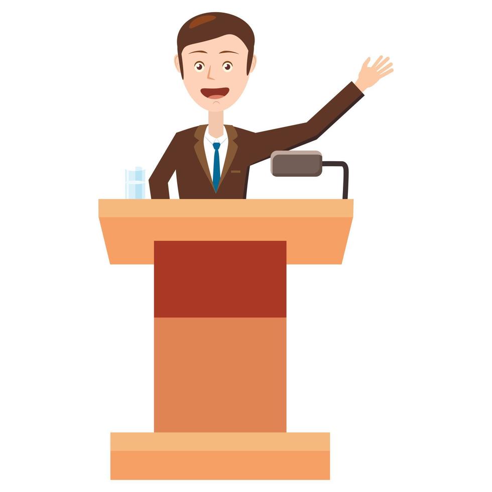 Speaker makes a report icon, cartoon style vector