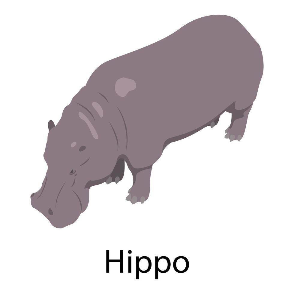 Hippo icon, isometric style vector