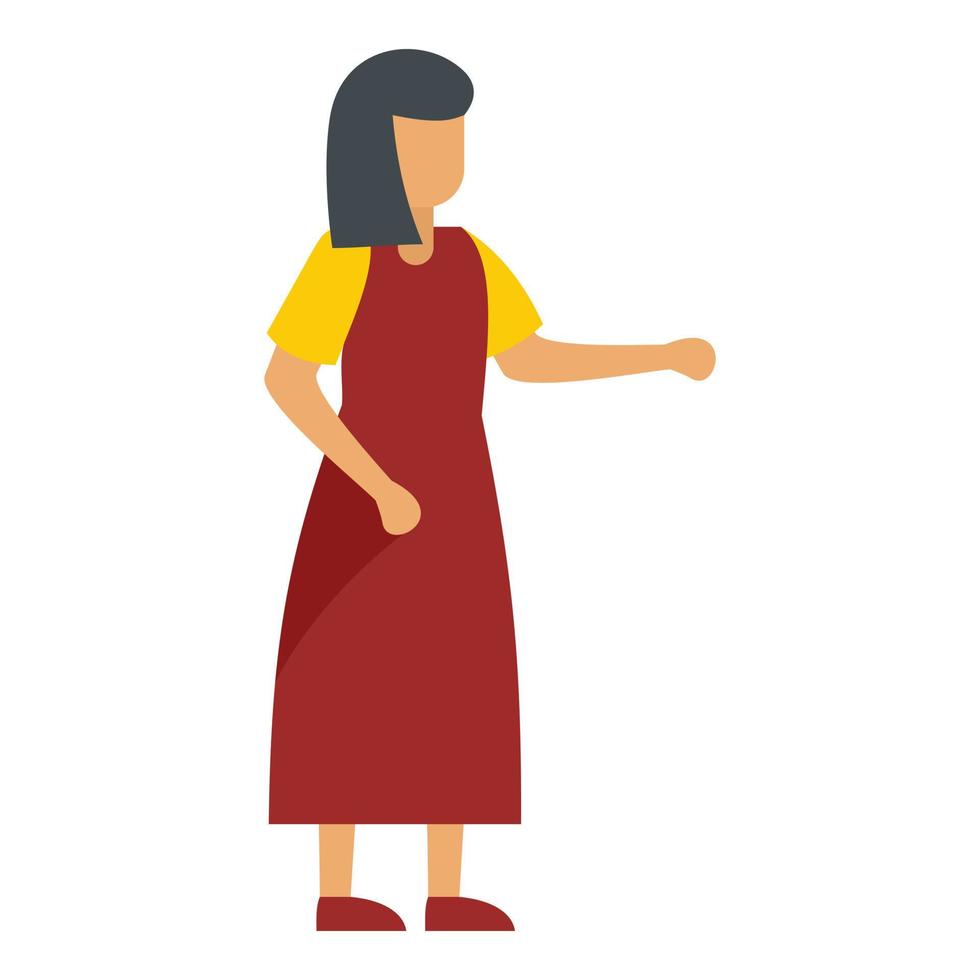 mujer en icono de vestido rojo, estilo plano vector