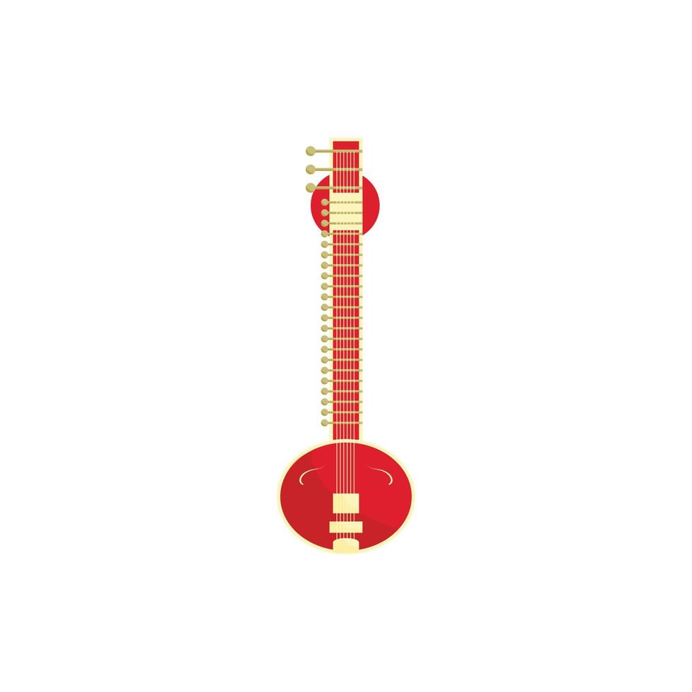 Sitar icon, cartoon style vector