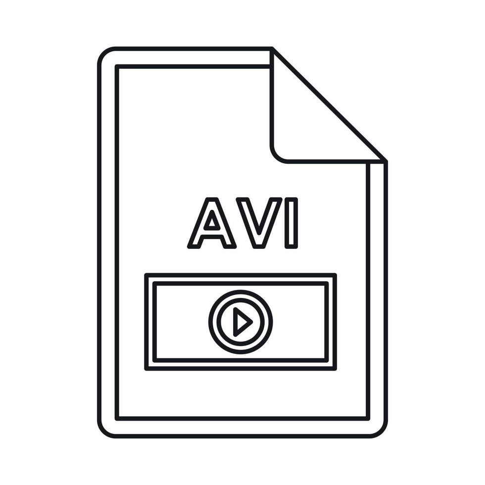 AVI video file extension icon, outline style vector