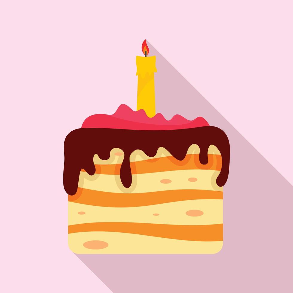 Birthday cake icon, flat style vector