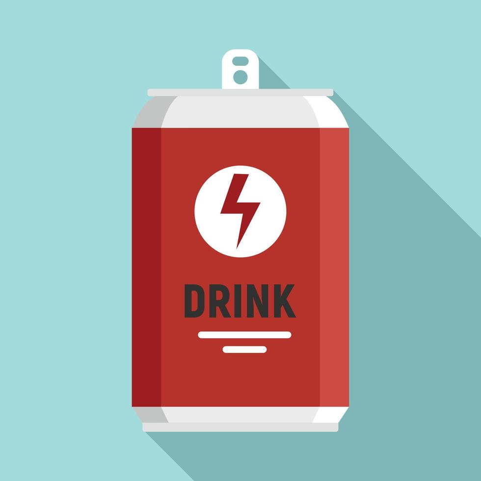 Energy drink tin can icon, flat style vector
