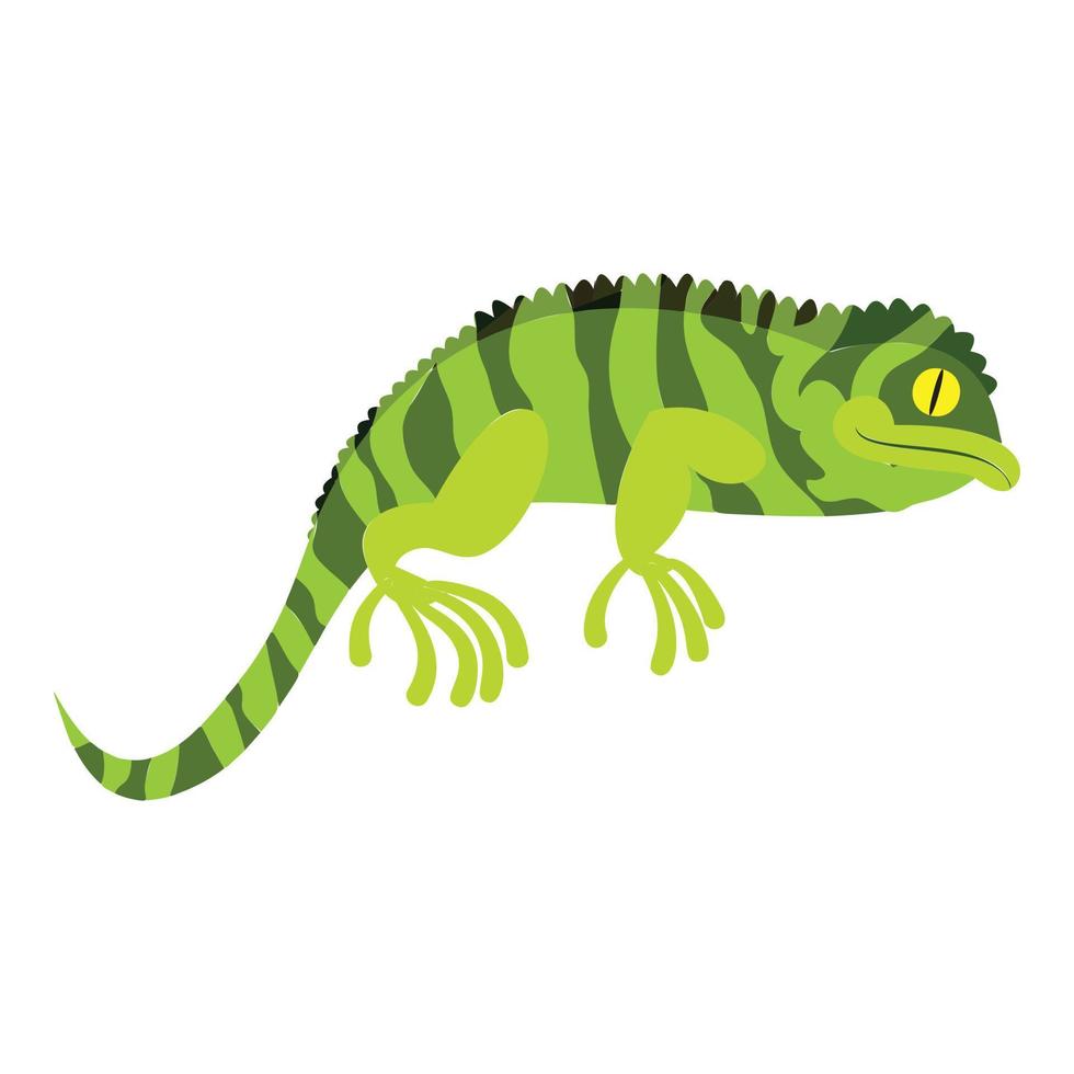 Green chameleon icon, cartoon style vector