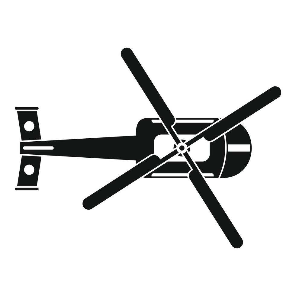 Top view helicopter icon, simple style vector