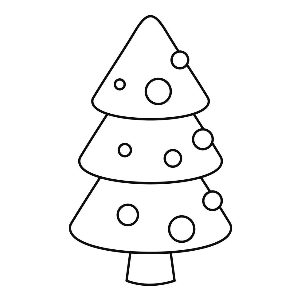 Xmas fir tree icon, outline style vector