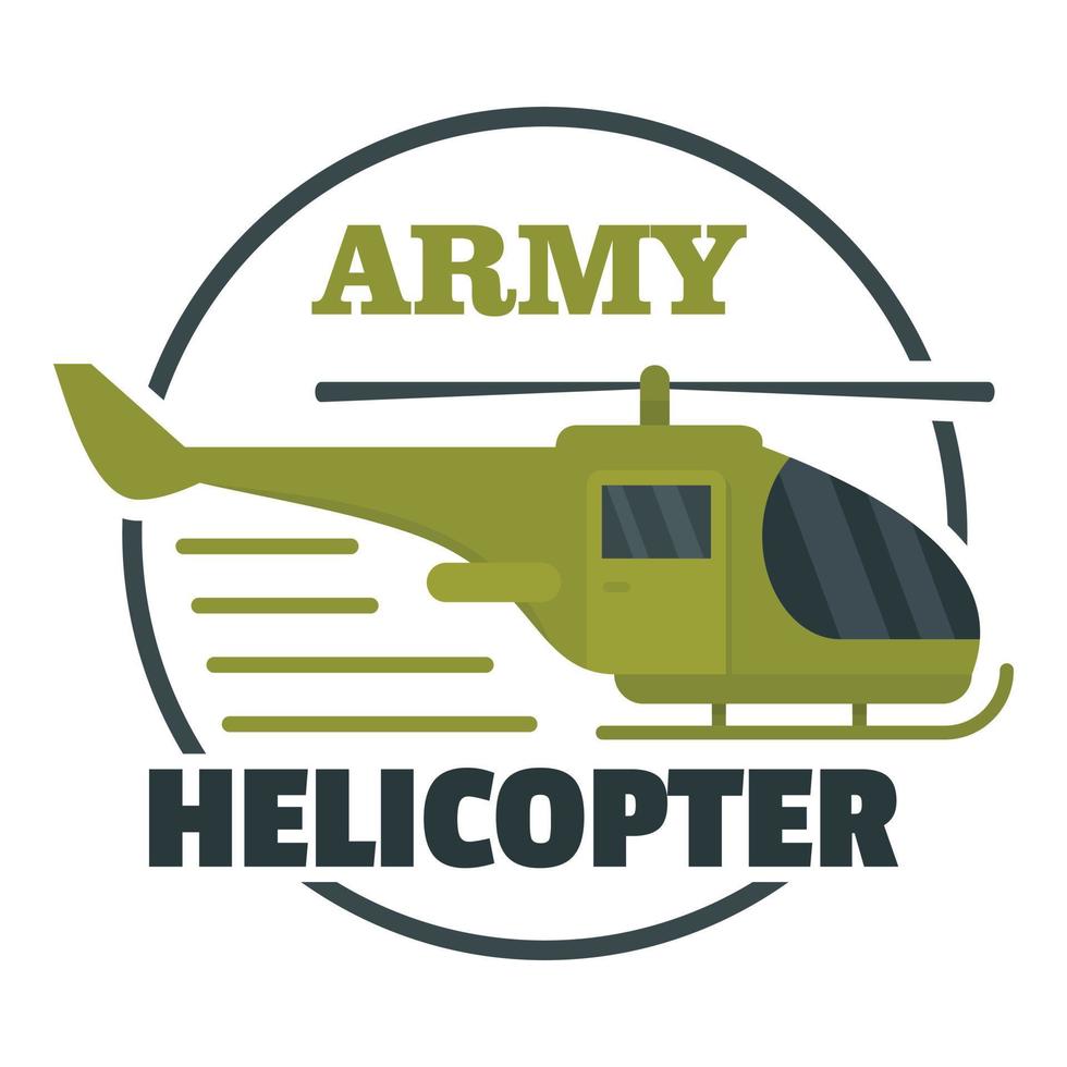 icono de helicóptero del ejército, estilo plano vector