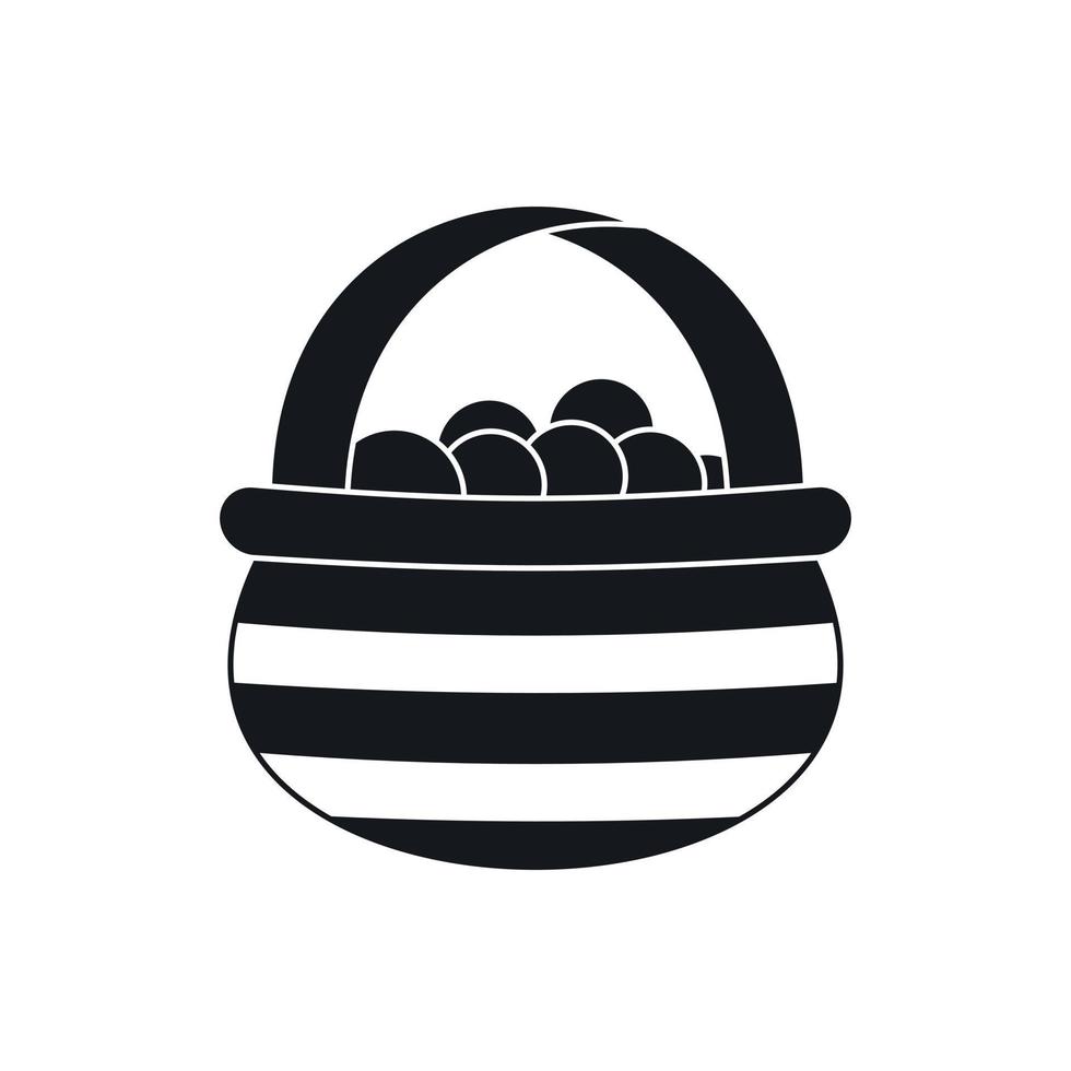 Basket with cranberries icon, simple style vector