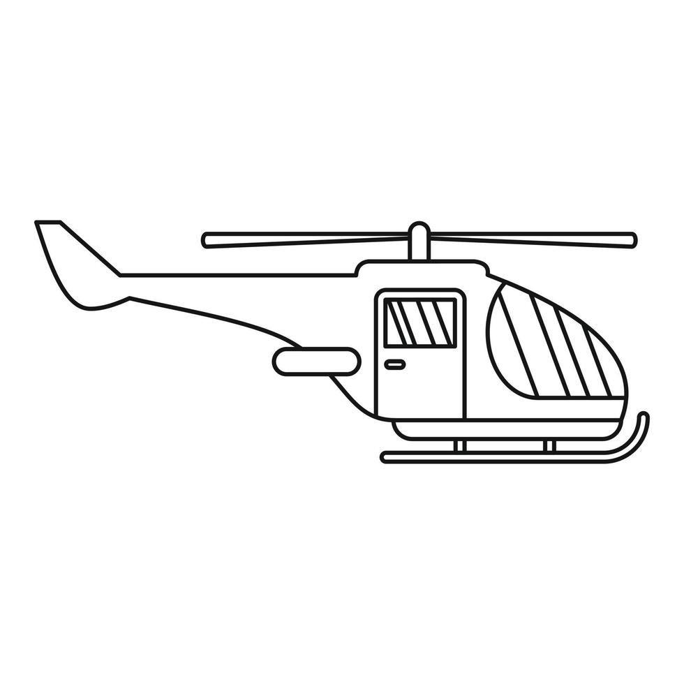 icono de helicóptero militar, estilo de contorno vector