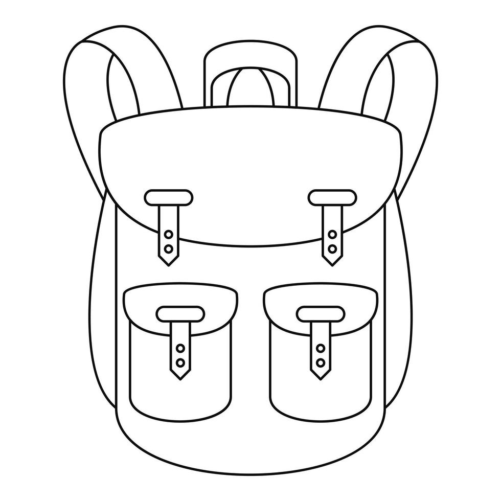 Climbing backpack icon, outline style vector