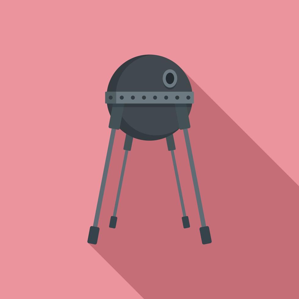 Black space capsule icon, flat style vector