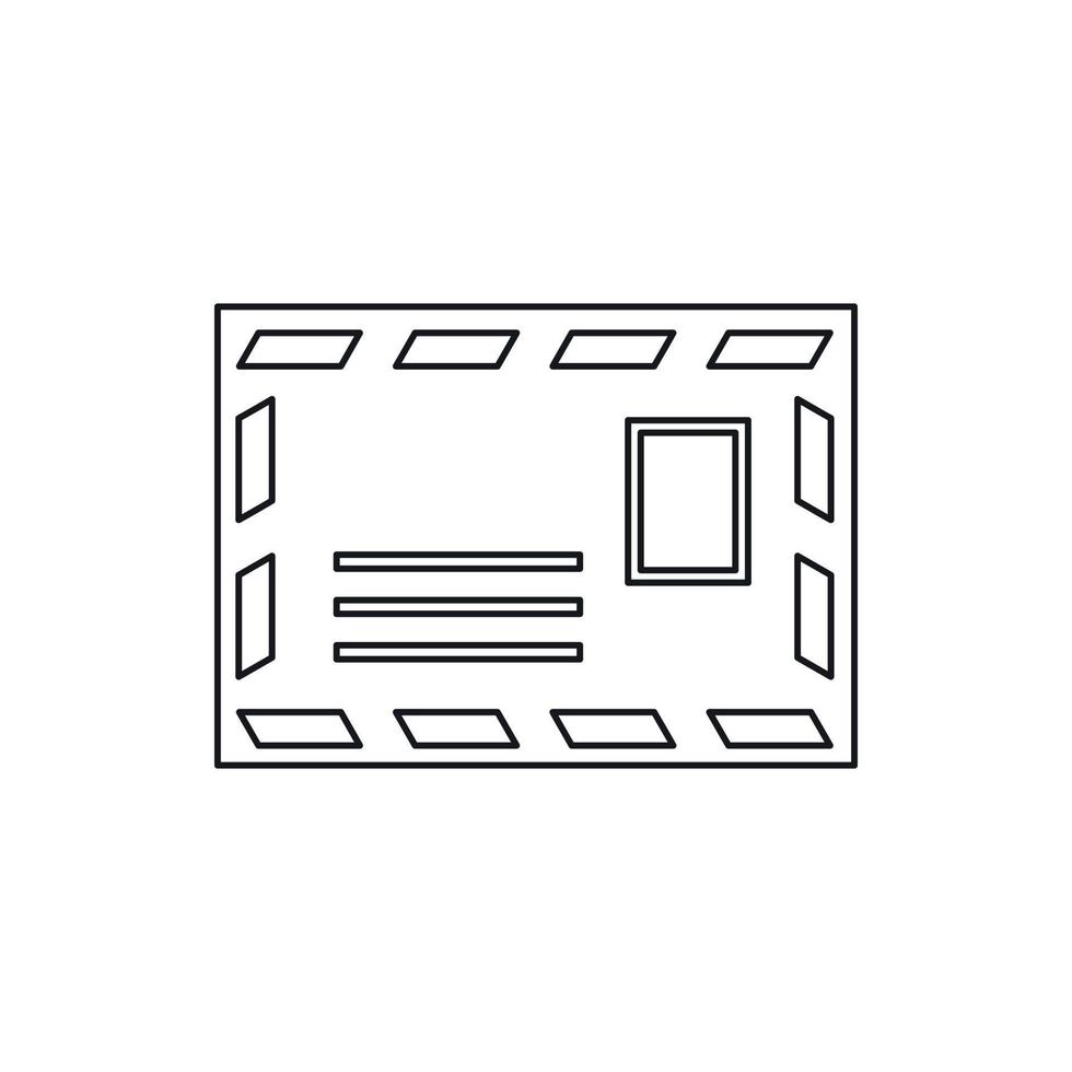 Postage envelope with stamp icon, outline style vector