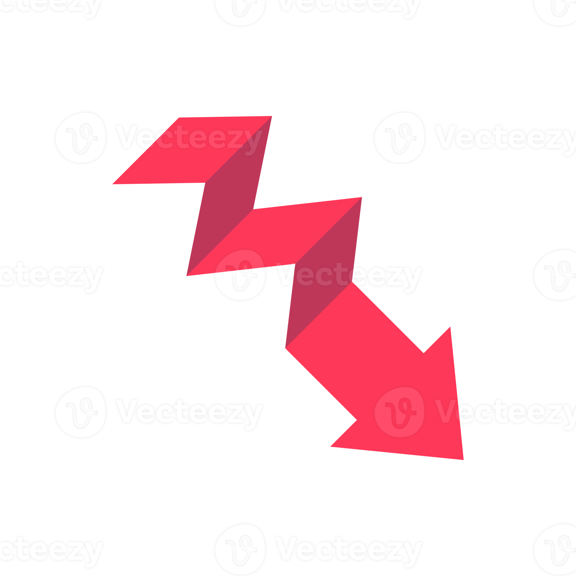 Business arrow. Red arrow pointing down. business financial loss graph