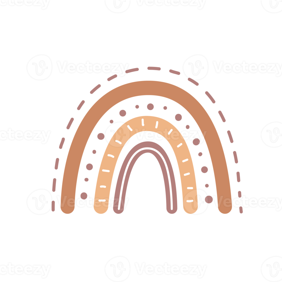 Boho-Regenbogen. pastellfarbener handgemalter Regenbogen für die Wanddekoration im Kinderzimmer png