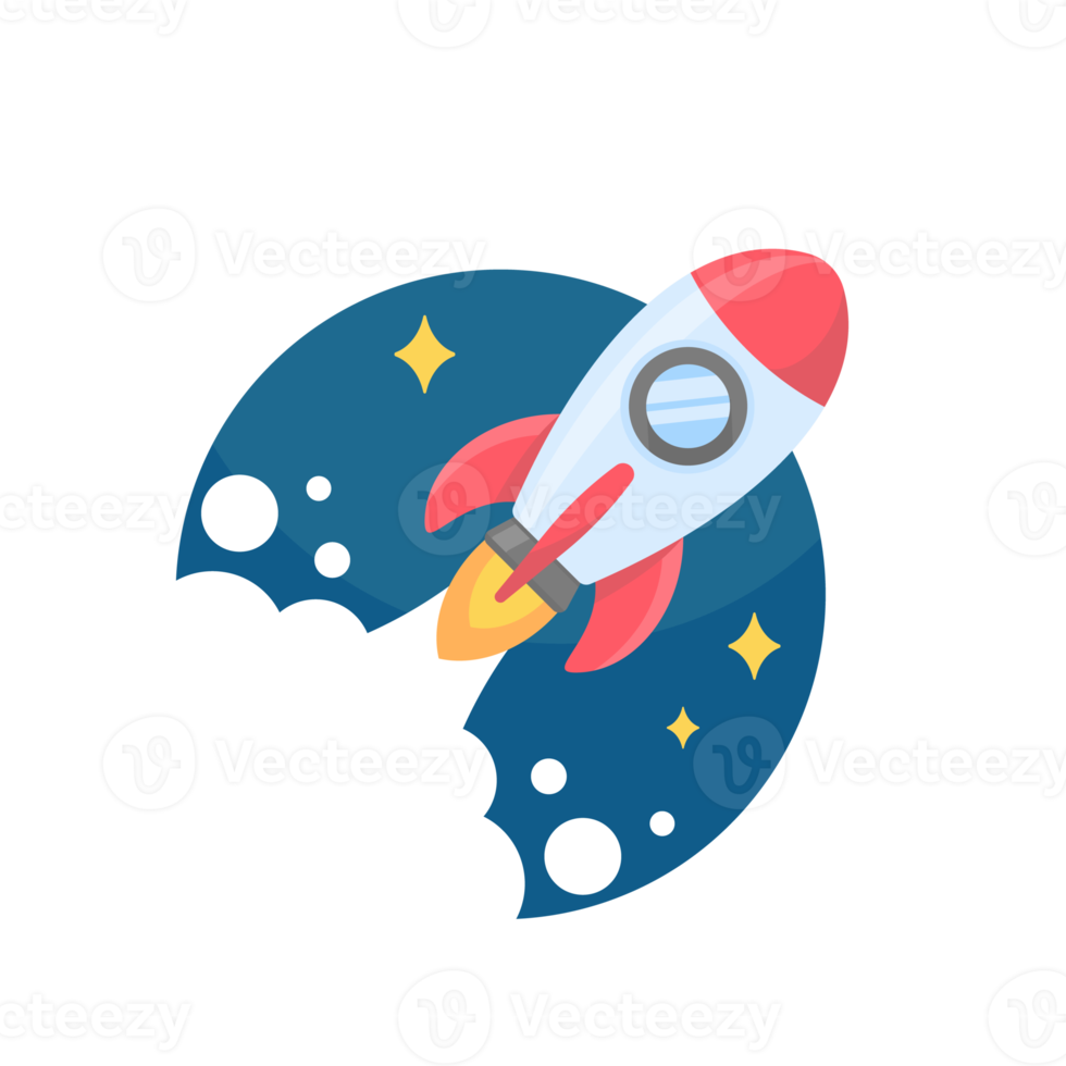 Space exploration rocket soars into the sky concept of starting to learn science png