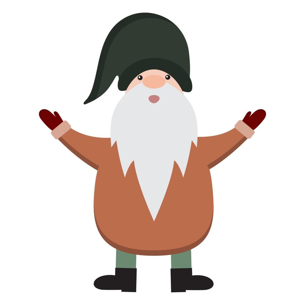 Cheerful nordic gnome. Scandinavian gnome for Christmas decoration, greeting card. vector