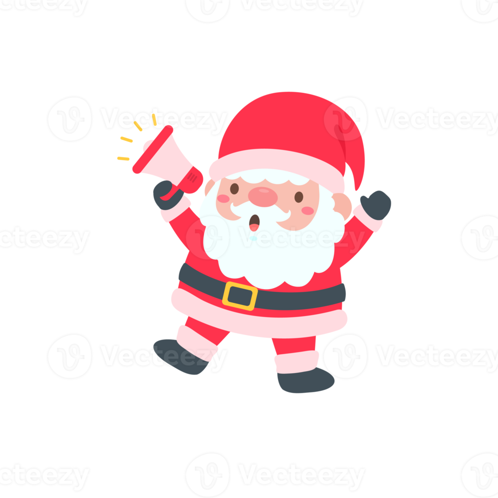 cartoon santa wearing red knitted hat for decorating Christmas greeting cards png